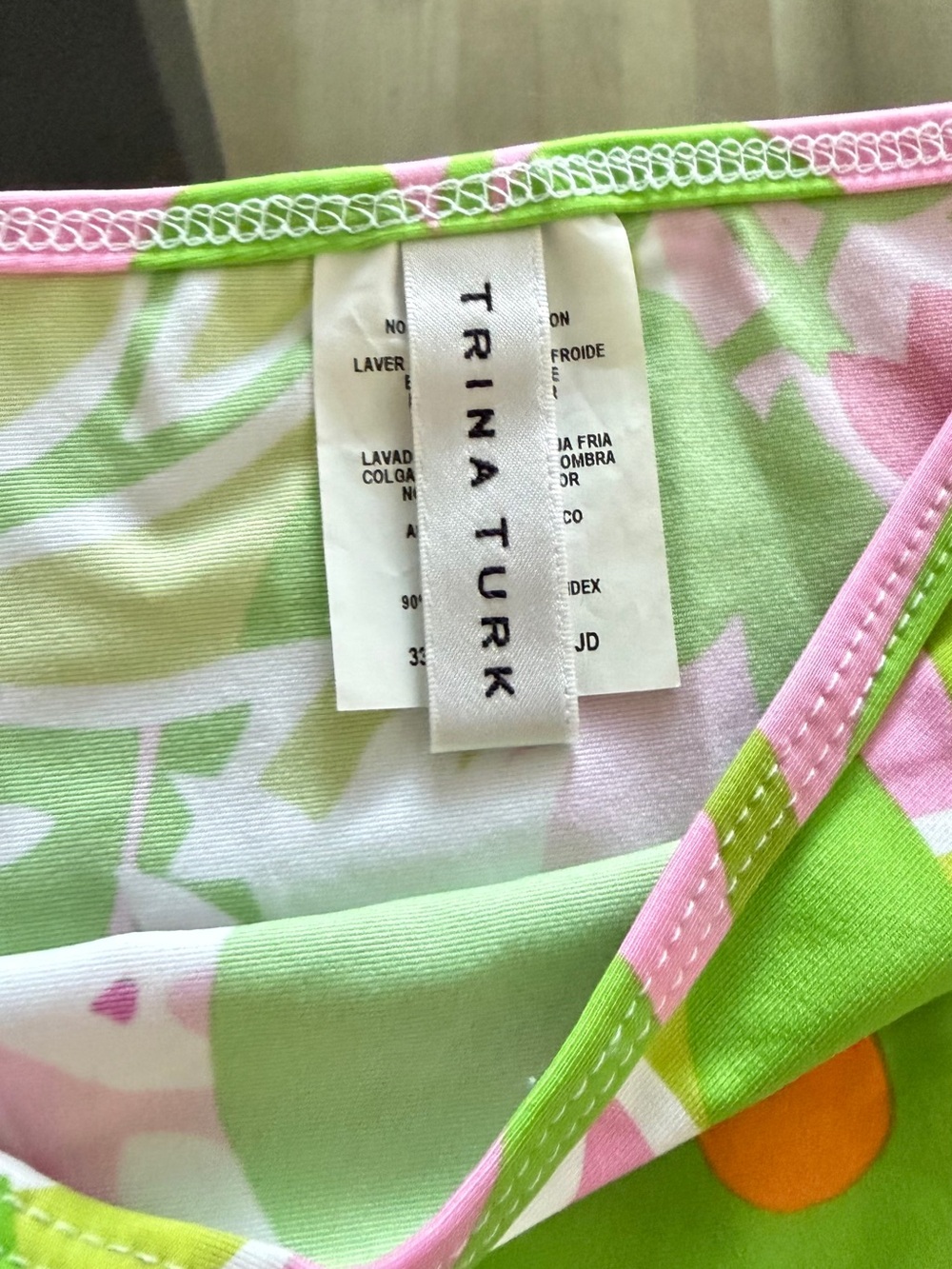 Trina Turk Pink and Lime Green Printed Swim Coverup - Picture 2 of 3